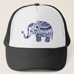 Söta blå toner Blomster Elefant Keps