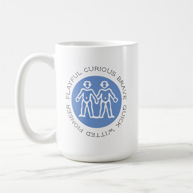 Söta blå tvillingegenskaper Zodiakmugg Kaffemugg (Vänster)