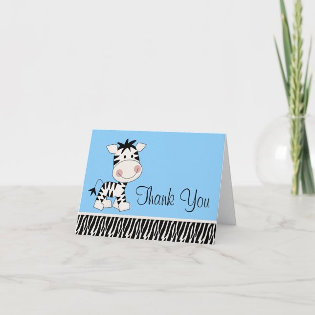 Söta Blå Zebra Tacksamhetskort Tack Kort (Framsida)