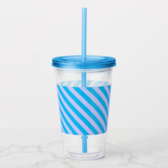 Söta blåa randiga mönster take away mugg (Framsida)