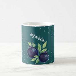 Söta blåbär akvarell handmålad kaffemugg
