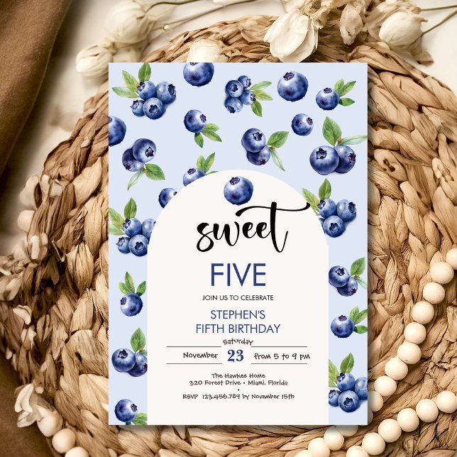 Söta blåbär barns födelsedag inbjudningar (Skapare uppladdad)