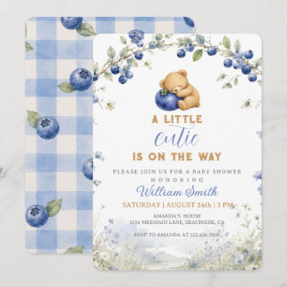 Söta blåbär En liten söt bebisshower Inbjudningar