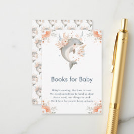 Söta blommande delfin Baby shower-böcker för bebi Tilläggskort
