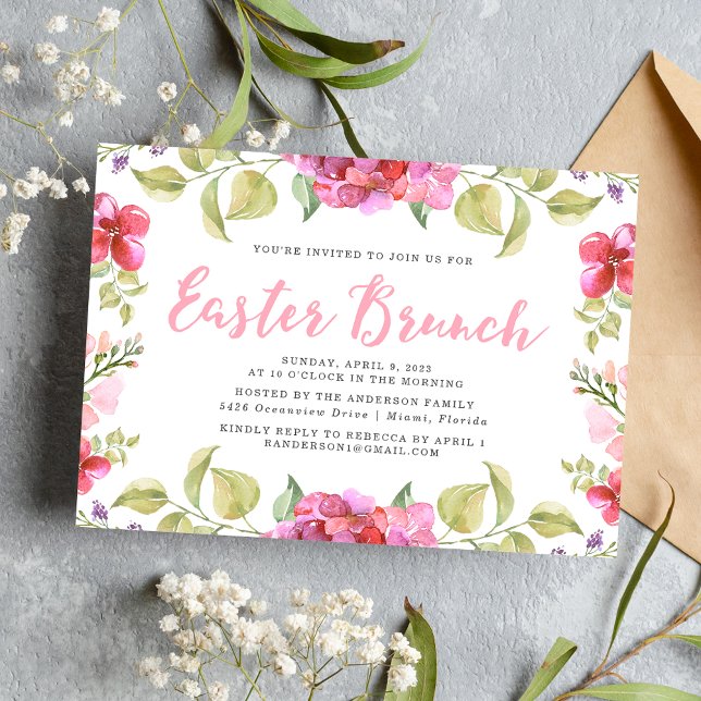Söta Blommar | Brunch-inbjudan till Påsk Inbjudningar (Skapare uppladdad)