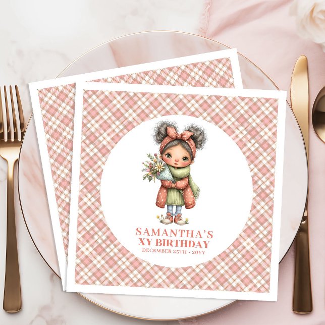 Söta Blommiga Änglar Rosa 2-års Födelsedagsfest Se Pappersservett (Sweet Floral Fairy Pink 2nd Birthday Party Napkins)