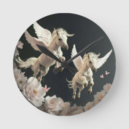 Söta blommiga Enhörningar flygande litet föl   Run Rund Klocka