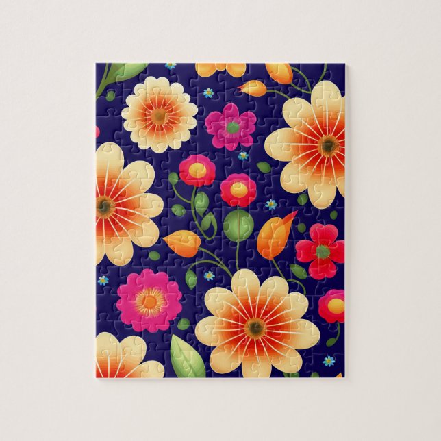 Söta blommiga färgglada blommor pussel (Vertikal)