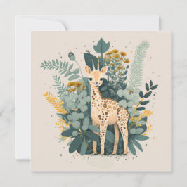 Söta blommiga giraffpappers tallrikar inbjudningar