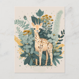 Söta blommiga giraffpappers tallrikar vykort