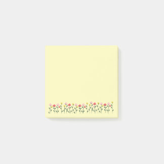 Söta Blommiga Pastell Gula Cottagecore Blommor Pos Post-it Block