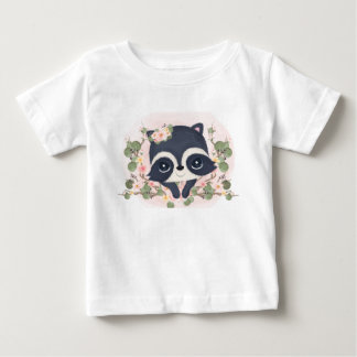 Söta blommor baby tvättbjörn seriefigur t shirt