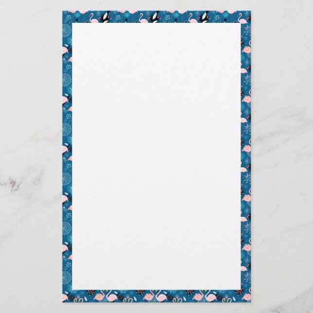 Söta blommor flamingo mönster brevpapper (Framsida)