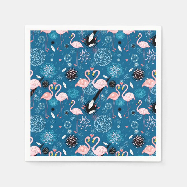 Söta blommor flamingo-mönster pappersservett (Framsidan)