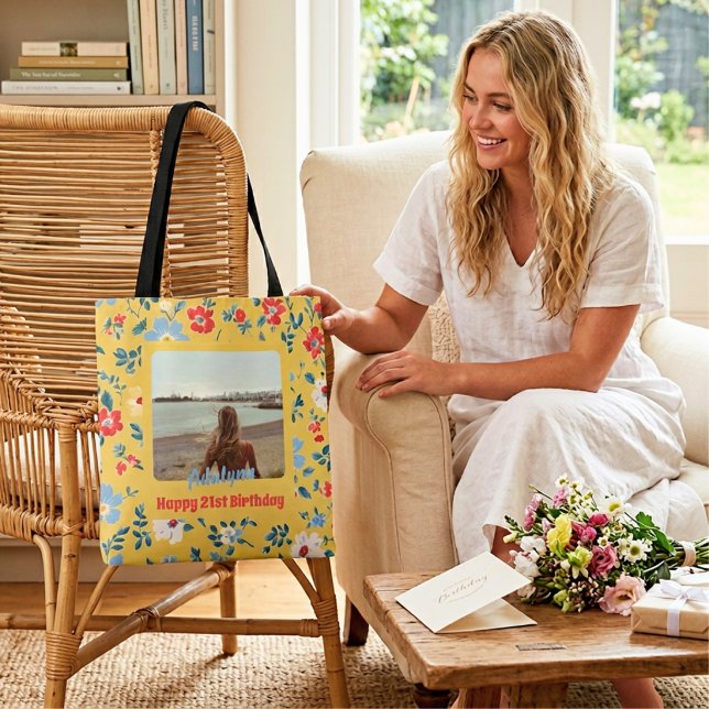 Söta Blommor Foto Gåvor för 21 Årig Kvinna Tygkasse (Cute Flowers Photo Gifts for 21 Year Old Female Tote Bag)