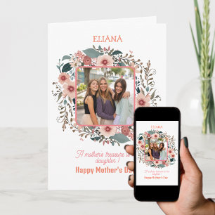 Söta blommor mamma dotter citat mors dag foto kort