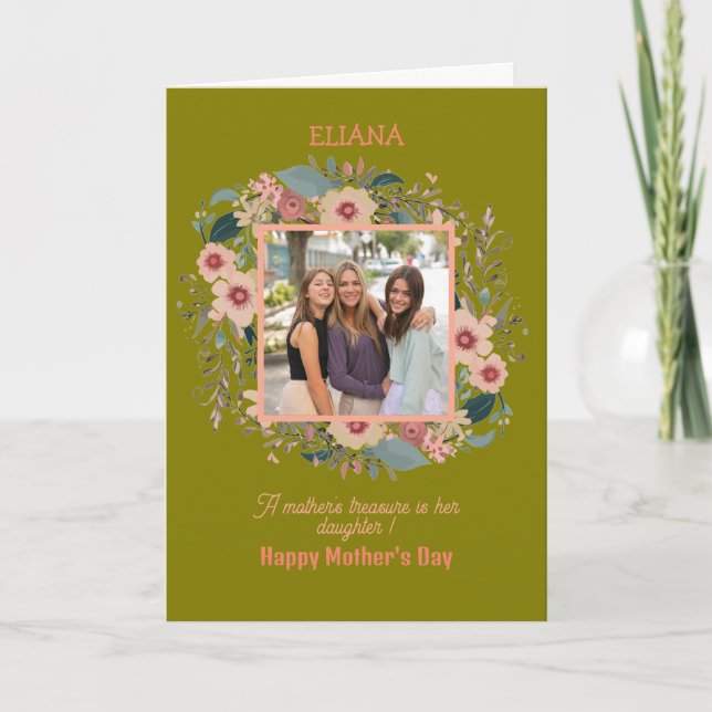 Söta blommor mamma dotter citat Mors dag Foto Kort (Framsida)