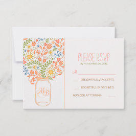 Söta blommor Mason burk bröllop OSA-kort OSA Kort