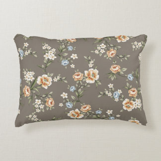 Söta blommor med löv mönster på grått backgroun prydnadskudde