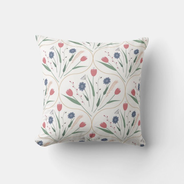 Söta blommor mönster kudde (Framsida)