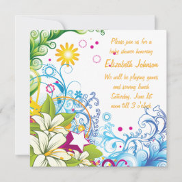 Söta blommor och stjärnor Könsneutrala baby shower Inbjudningar