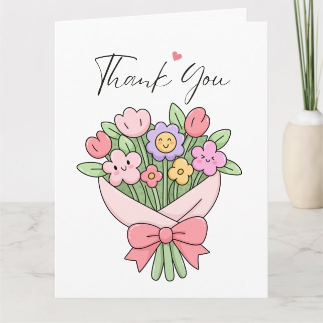 Söta blommor tackkort kort (Framsida)