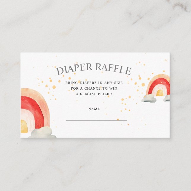 Söta boho rainbow clouds diaper raffle biljett tilläggskort (Framsida)