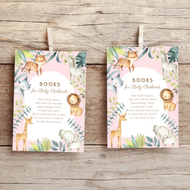 Söta boho safari djur rosa böcker för bebis tilläggskort (Skapare uppladdad)