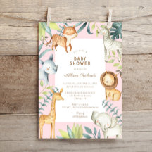 Söta boho safari-djur rosa Flickdusch