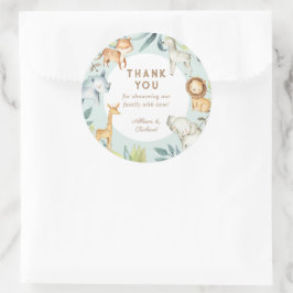 Söta boho safari-djur säljer babydusch runt klistermärke