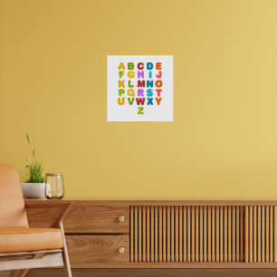 Söta Bokstäver Roligt Lärande Alfabetet Regnbågsfä Poster
