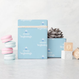 Söta Början | Pulverblå & Vit Bebis Shower Presentpapper