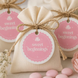 Söta Början | Rosa och Vit Flick Baby Shower Gåvor Etiketter