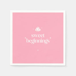 Söta Början | Rosa Och Vit Flick Baby Shower Pappersservett