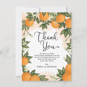 Söta botaniska citrus apelsin baby shower presente tack kort