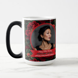 Söta botaniska pioner Blomsterträdgård Födelsedag  Magisk Mugg