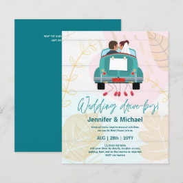 Söta bröllopsdrive-by-inbjudningar på budgeten