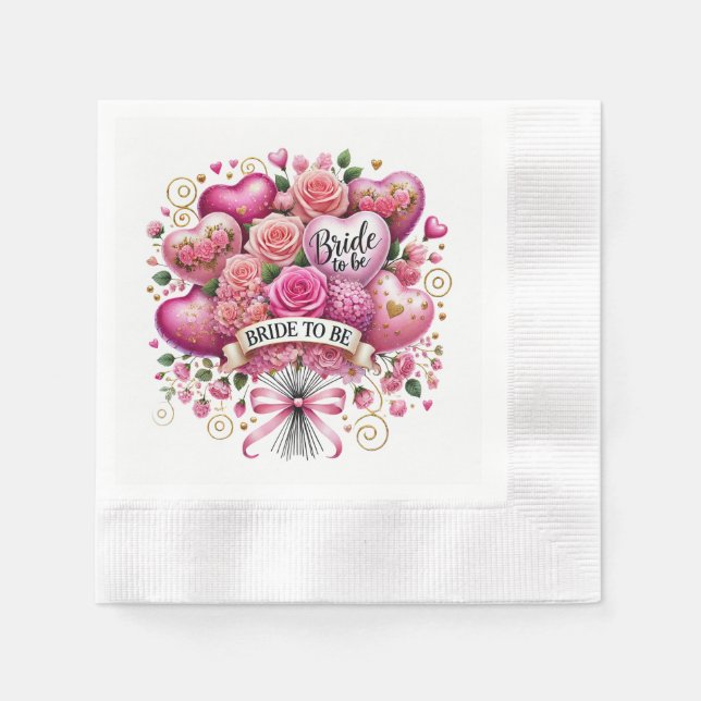 Söta bröllopsduschballonger blommor pappersservett (Framsidan)