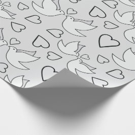Söta bröllopsduvor för brudvisning Grå sömlös Presentpapper