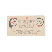 Söta bröllopsetiketter för illustration av brud oc