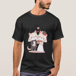 Söta bröllopskatter Brud och brudgum kärleks konst T Shirt