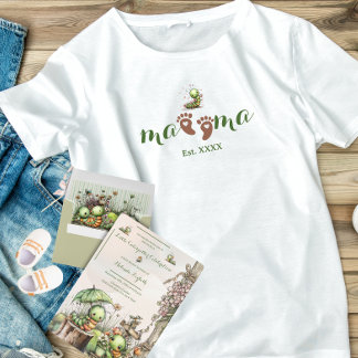 Söta Bruna Bebis Fötter Hjärta Mamma och Larv T Shirt