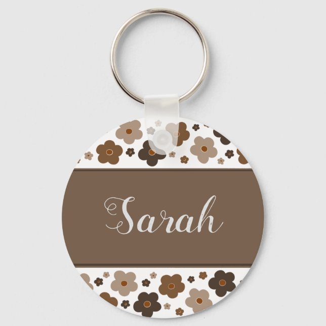 Söta brunblommor, nyckelkedja nyckelring (Framsida)