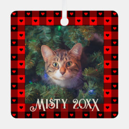 Söta Buffalo-rutiga hjärtan Anpassad katt jul Julgransdekoration