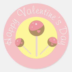 Söta Cake Pop Alla hjärtans dag Rosa Klassisk R Runt Klistermärke