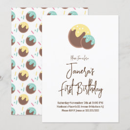 Söta Cake Pop-bollar Första födelsedagsinbjudan Inbjudningar