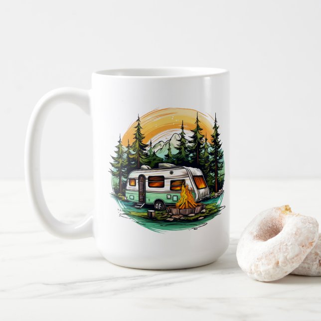 Söta campingtokiga lägger till monogram kaffemugg (Med munk)