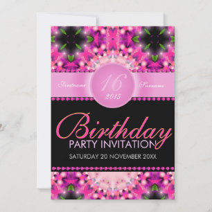 Söta Candy Rosa Girly 16:e födelsedagsinbjudan Inbjudningar