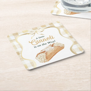 Söta Cannoli Neutral Beige Italienska Babyfirande Underlägg Papper Kvadrat