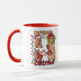 Söta Capybara Julbelysning Festiv Party Mugg
